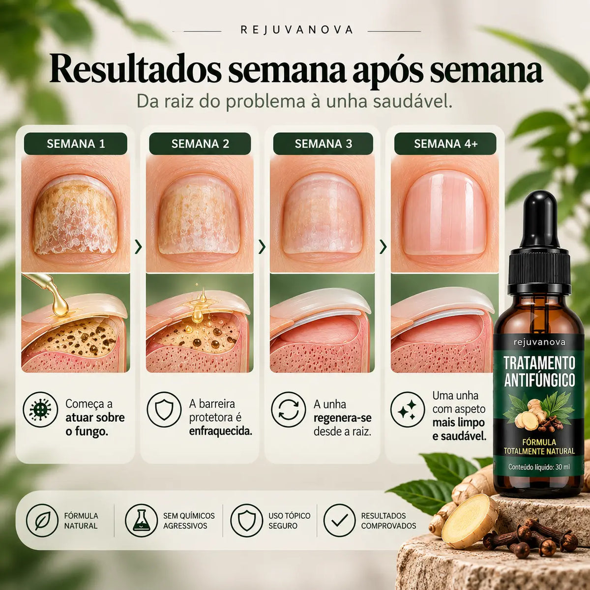 O verniz nunca chegou ao sítio onde o fungo vive. Este óleo foi feito para lá chegar.